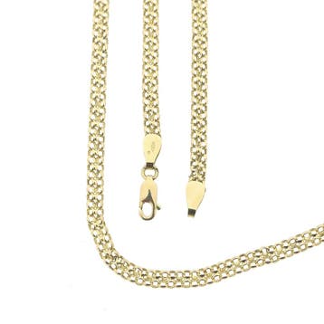 Gouden dubbele jasseron schakelketting., Ophalen of Verzenden, Gebruikt, Goud, Goud