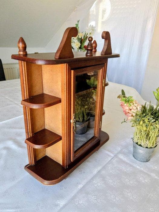 Vintage Französische Kuriositäten-Vitrine – Wand- &, Antiquités & Art, Curiosités & Brocante