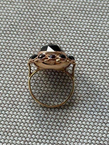 Statement ring - 14 karaat Roségoud Granaat - Granaat -