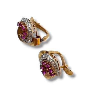 Cocktail oorbellen - 18 karaat Geel goud, Platina - 0.88ct., Handtassen en Accessoires, Antieke sieraden