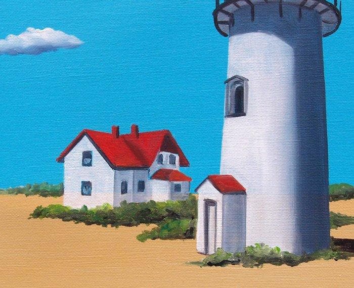 Trevisan Carlo - Il faro, Antiquités & Art, Art | Peinture | Moderne
