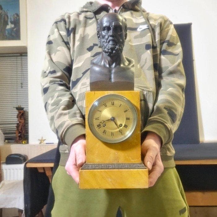 Figurale pendule Empire - Gepatineerd brons - 1800-1850 -, Antiek en Kunst, Antiek | Klokken