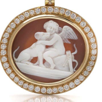 Broche - 18 karaat Geel goud - Victoriaanse schelpencameo, Handtassen en Accessoires, Antieke sieraden