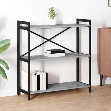 vidaXL Boekenplank 80 x 30 x 85 cm Bewerkt hout Grijs sonoma, Verzenden