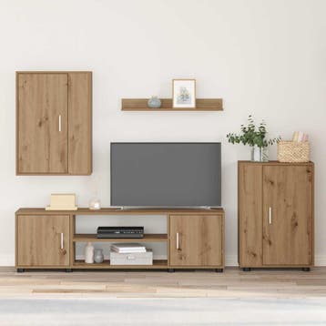 vidaXL Tv-meubelset Artisan Eiken Bewerkt hout, Verzenden, Nieuw
