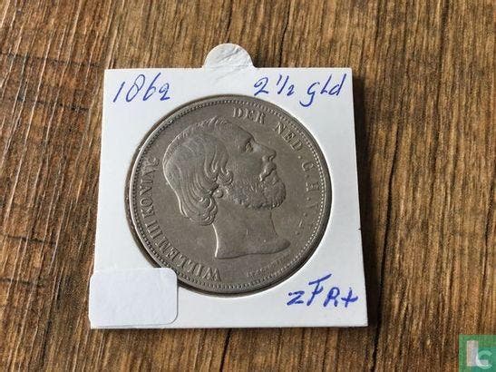 Nederland 2½ gulden 1862, Timbres & Monnaies, Monnaies | Pays-Bas, Envoi