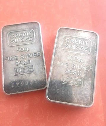 150 grams - Zilver .999 - Credit Suisse (Zonder