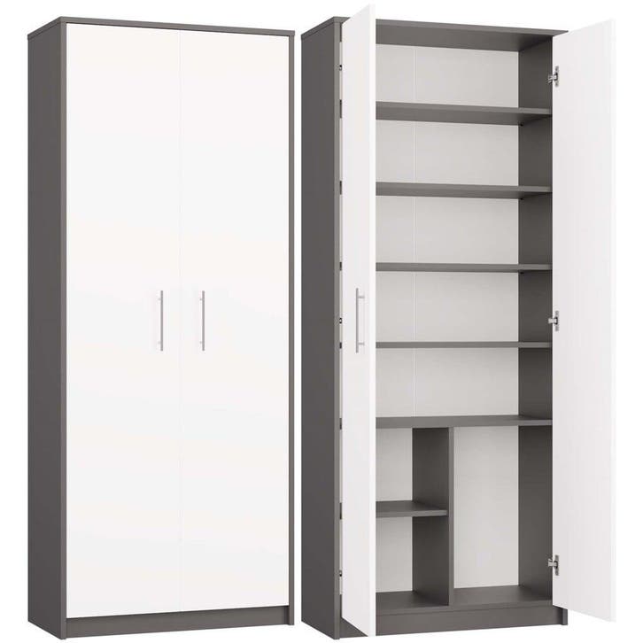 Kantoorkast-Kledingkast Antraciet Wit (Kledingkasten), Huis en Inrichting, Kasten | Kleerkasten, 25 tot 50 cm, Nieuw, Overige houtsoorten