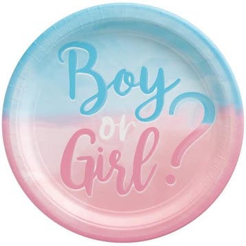 Gender Reveal Borden Rond 23cm 8st, Verzenden