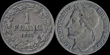 Belgium Leopold I 1 frank 1835 zilver, Verzenden, België
