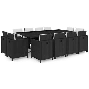 vidaXL 13-delige Tuinset met kussens poly rattan zwart, Tuin en Terras, Tuinsets en Loungesets, Verzenden, Nieuw, Tuinset