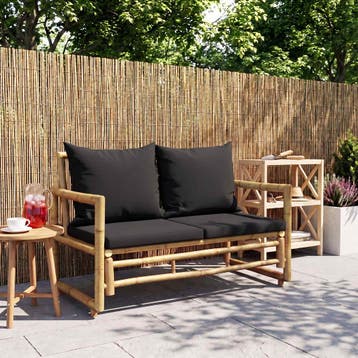 vidaXL Tuinbank met kussens 115 cm bamboe, Verzenden, Nieuw