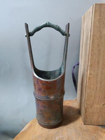 Vaas - Koper - Japan - Bamboo-joint style bucket (Zonder, Antiek en Kunst
