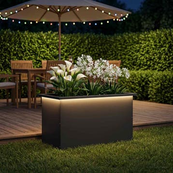 vidaXL Tuinplantenbak met led Zwart 40 x 80 x 40 cm Staal, Verzenden, Nieuw
