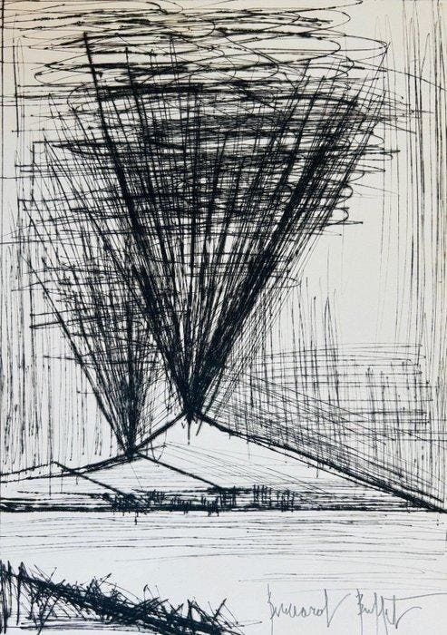 Bernard Buffet (1928-1999) - Le Vésuve et la baie de Naples,, Antiquités & Art, Antiquités | Autres Antiquités