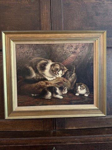 Cornelis Raaphorst (1875-1954) - Moederpoes en drie spelende