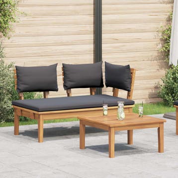 vidaXL Tuinstoel en Tafel Set 2 st Grijs en Bruin Massief, Verzenden, Nieuw
