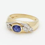 Ring - 18 karaat Geel goud Saffier - Diamant, Nieuw