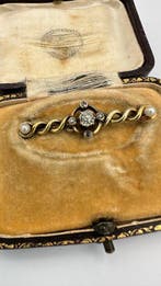 Broche - 14 karaat Geel goud Diamant (Natuurlijk), Handtassen en Accessoires