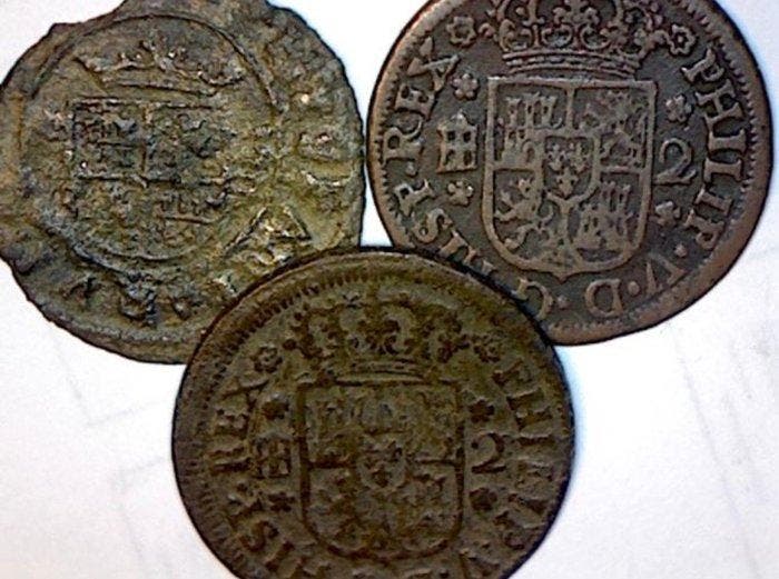 Spanje. Conjunto de 35 monedas antiguas de diferentes épocas, Postzegels en Munten, Munten | Europa | Niet-Euromunten