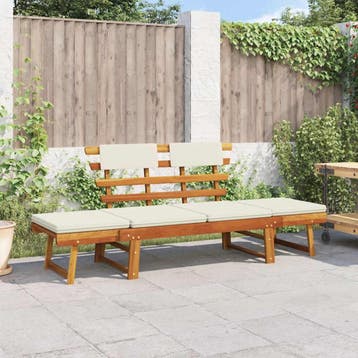 vidaXL Tuinbank met kussens 2-in-1 190 cm massief acaciahout, Jardin & Terrasse, Ensembles de jardin, Verzenden