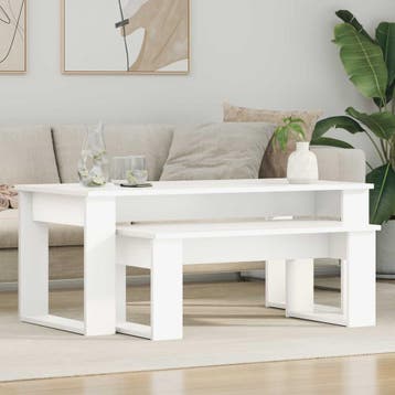 vidaXL Koffietafel Set 2 st Wit 100 x 50 x 42 cm Bewerkt, Verzenden, Nieuw