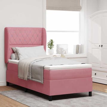 vidaXL Boxspring bed met hoofdeinde Roze 200 x 100 cm, Verzenden