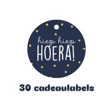 30x Cadeaulabel - hiep hiep hoera - blauw - naamkaartje -..., Divers, Cartes de voeux, Verzenden