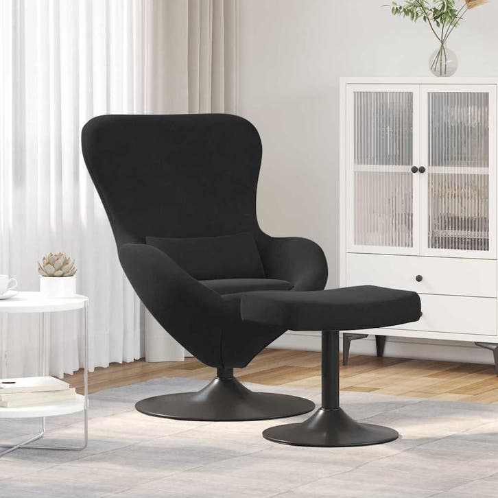 vidaXL Ei Stoel met Voetensteun Zwart Fluweel, Maison & Meubles, Fauteuils, Envoi