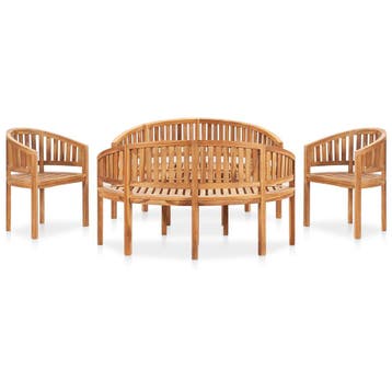vidaXL 5-delige Loungeset banaanvormig massief teakhout, Tuin en Terras, Verzenden, Nieuw, Loungeset