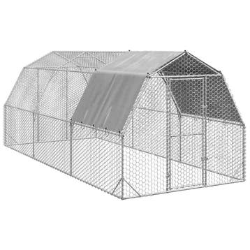 vidaXL Kippenren met dak 2,5x6x2,25 m gegalvaniseerd staal, Verzenden