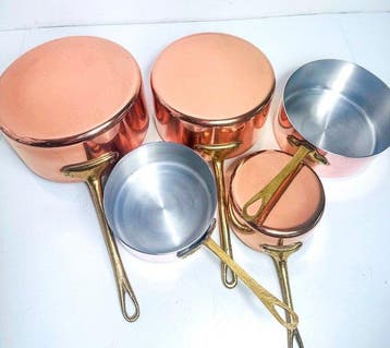 France - Kookpottenset - Koper, Messing