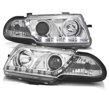 Phares Pour Opel Astra F 94-98 Feux Diurnes Led Fond Chromé, Autos : Pièces & Accessoires, Éclairage, Verzenden