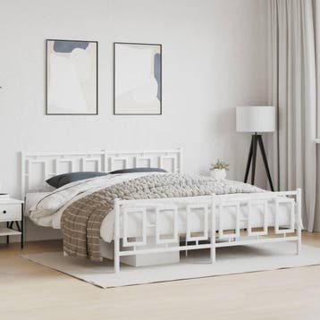 vidaXL Bedframe met hoofd- en voeteneinde metaal wit 180x200, Verzenden, Nieuw