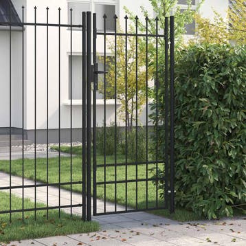 vidaXL Poort met puntige bovenkant enkel 1x2 m staal zwart, Verzenden