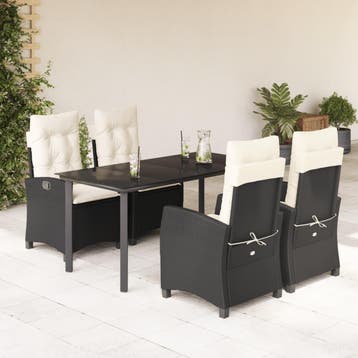 vidaXL 5-delige Tuinset met kussens poly rattan zwart, Verzenden, Tuinset