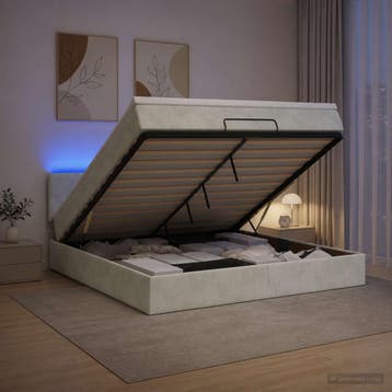 vidaXL Ottomaanse Bed met Matras en LED Lichtgrijs 160 x 200, Verzenden, Nieuw