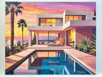 Yuri Denissov - Villa prés de la mer au coucher du soleil, Antiquités & Art