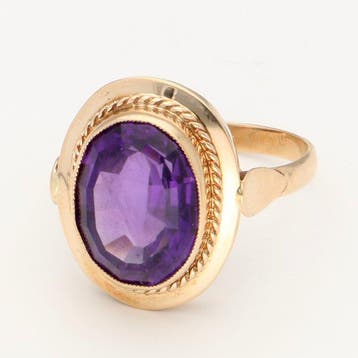 Ring - 14 karaat Geel goud Amethist, Nieuw