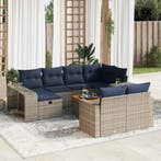 vidaXL 11-delige Loungeset met kussens poly rattan grijs, Verzenden, Loungeset