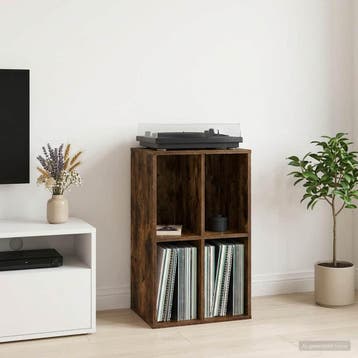 vidaXL Platenkast Gerookt eiken 44,5 x 36,5 x 74,5 cm, Maison & Meubles, Accessoires pour la Maison | Étagères pour CD & DVD, Verzenden