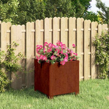 vidaXL Plantenbak met poten roestig 30x30x30 cm cortenstaal, Verzenden, Nieuw