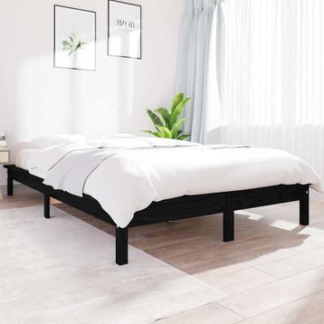 vidaXL Bedframe massief grenenhout zwart 160x200 cm, Verzenden