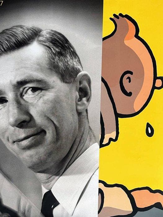 Hergé - Original exhibition poster – Tintín-Hergé – Grand, Livres, BD