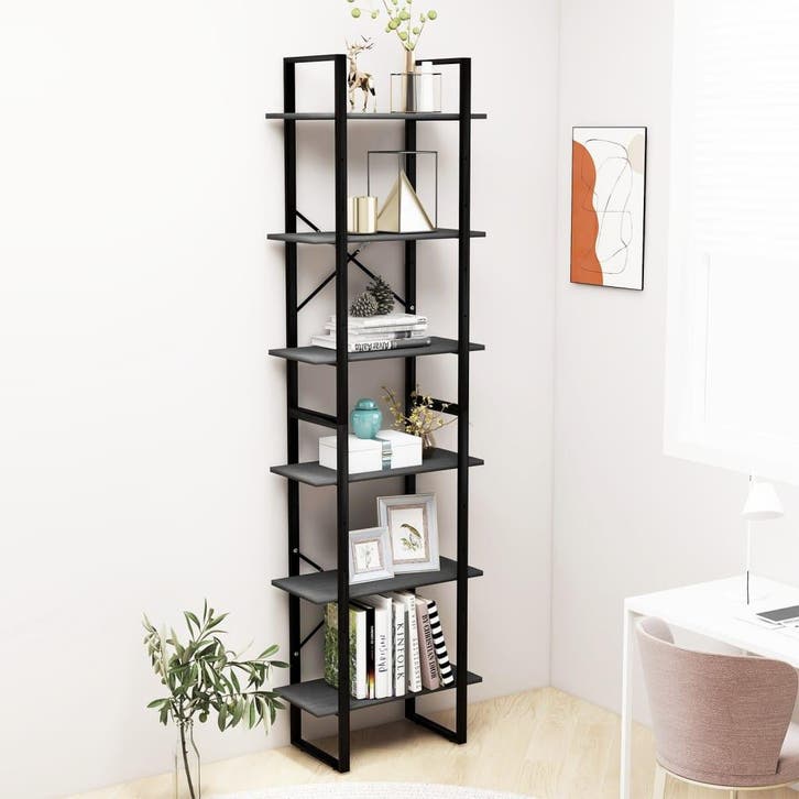 vidaXL Opbergrek 60x30x210 cm massief grenenhout grijs, Maison & Meubles, Armoires | Bibliothèques, Envoi