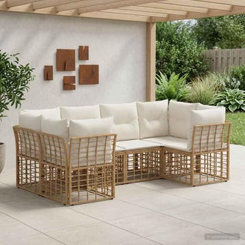vidaXL Buiten bank set 6 st Naturel Polyester, Verzenden, Nieuw