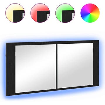 vidaXL LED Spiegelkast Zwart Eiken 100 x 12 x 45 cm Bewerkt, Verzenden, Nieuw