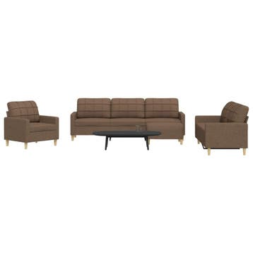 vidaXL 4-delige Loungeset met voetenbank / zetel stof bruin, Huis en Inrichting, Zetels | Zetels, Verzenden, Nieuw