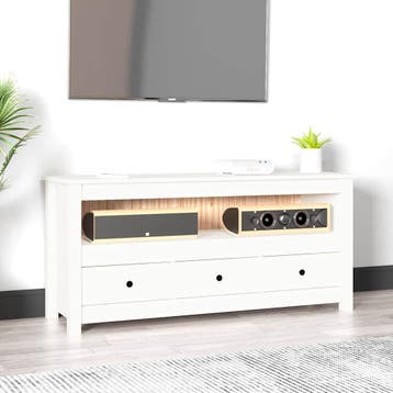 vidaXL Tv-meubel 114x35x52 cm massief grenenhout wit, Verzenden, Nieuw