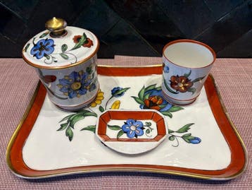 Limoges - Dienblad (4) - Porselein - Vintage Rokerssetje